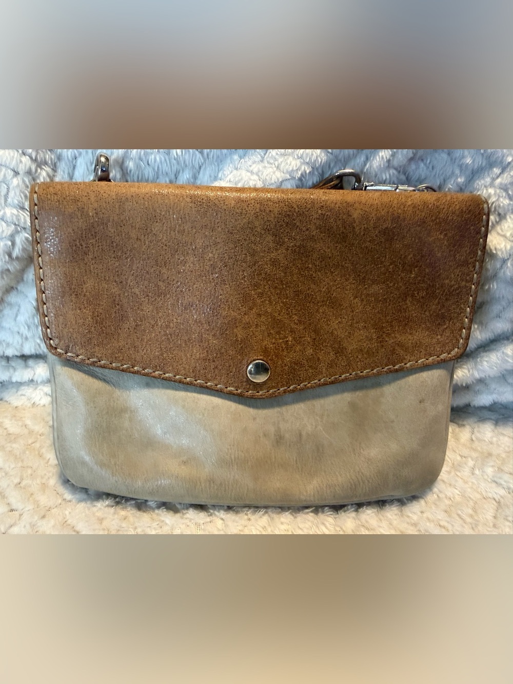 Roots Two-Tone Leather Crossbody Bag - Brown & Cream